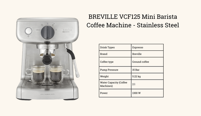 Featured Image - BREVILLE VCF125 Mini Barista Coffee Machine - Stainless Steel