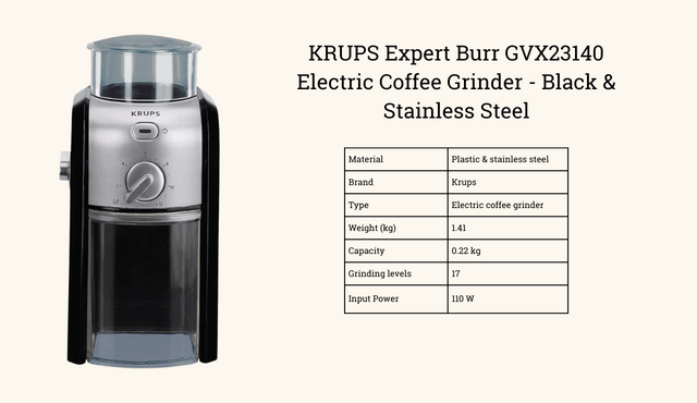 Featured Image - KRUPS Expert Burr GVX23140 Electric Coffee Grinder - Black & Stainless Steel