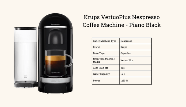 Krups VertuoPlus Nespresso Coffee Machine - XN900840 - Piano Black